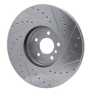 BMW X6 Brake Rotor (1) - Front Left - R1 Concepts - Drilled & Slotted - Silver - `08-`19